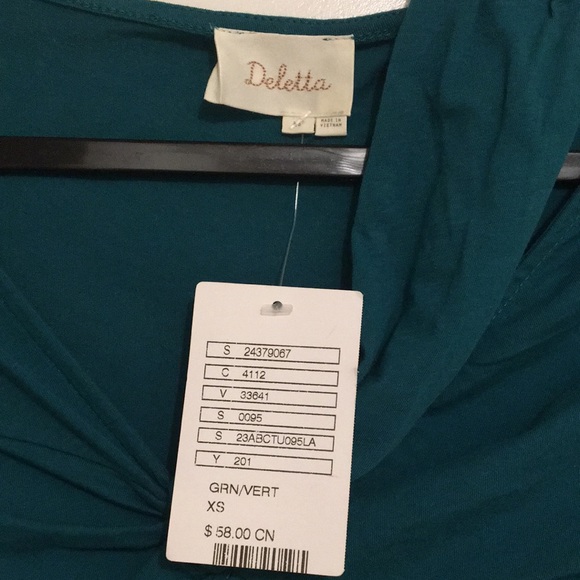 BNWT XS Anthropologie knit asymmetrical cut-out top by Deletta, cotton blend - Picture 3 of 9